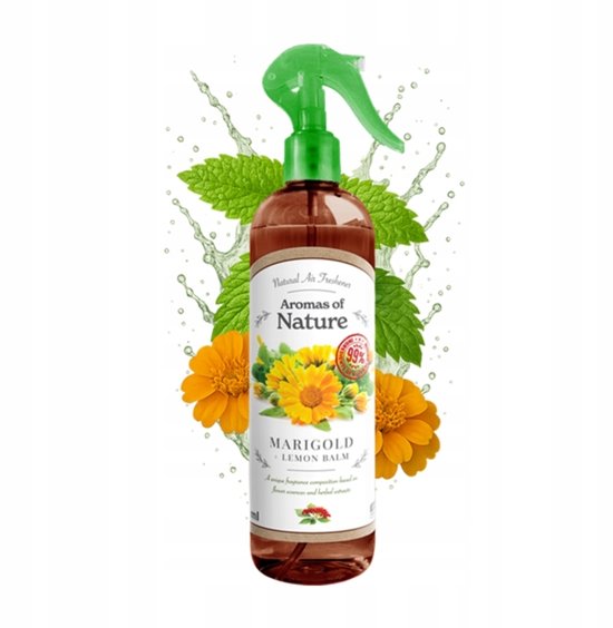 Elix - Fragrance Mist - Aromatherapie Spray - Luchtverfrisser met Etherische Oliën Spray - Interieur Parfum - Natuurlijke Geur Mist - voor Huis, Auto & Textiel - 300 ml - Marigold & Lemon Balm