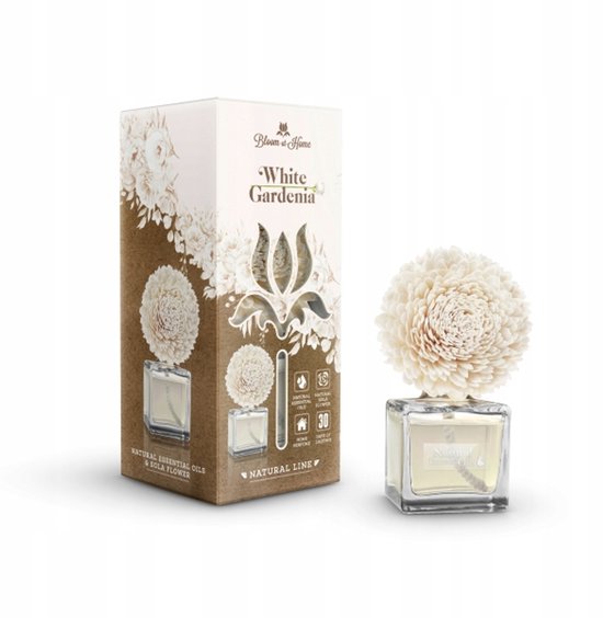 Elix - Bloom at Home Decoratieve Luchtverfrisser - Air Freshener - White Gardenia Geur - Luchtverfrisser Huis Langdurig - Aroma Diffuser - 100 ml - White Gardenia