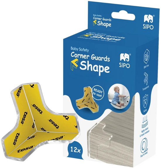 Sipo Self-adhesive Furniture Corner Protectors, set of 12, 3.8 x 3.8 cm, transparent