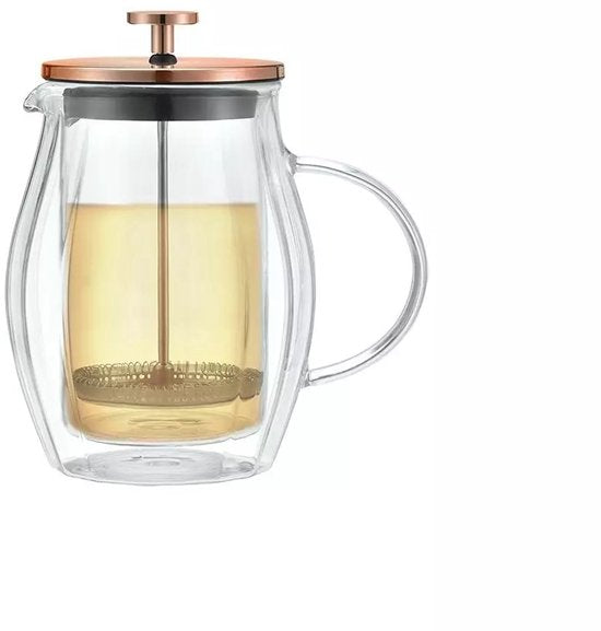 Cafetière / Théière à piston Klausberg KB7722 - Presse en verre à double paroi - Couleur cuivre - 0,60 L