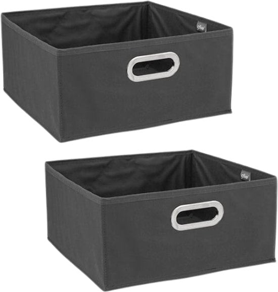 Aufbewahrungsbox – Stoff-Aufbewahrungsbox – 2er-Set – Praktischer Aufbewahrungskorb – für Schrank, Kleidung und Accessoires – 31 x 31 x 15 cm – Dunkelgrau