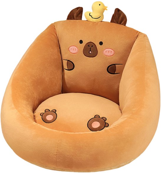 Zachte kinderstoel capybara met eend – pluche kinderfauteuil, 50 x 45 cm