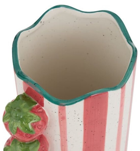 Atmosphera - Vase en céramique Fruity Multicolore - 23,5 cm Rayé - Étanche - Fraise - Strawberry - Vase
