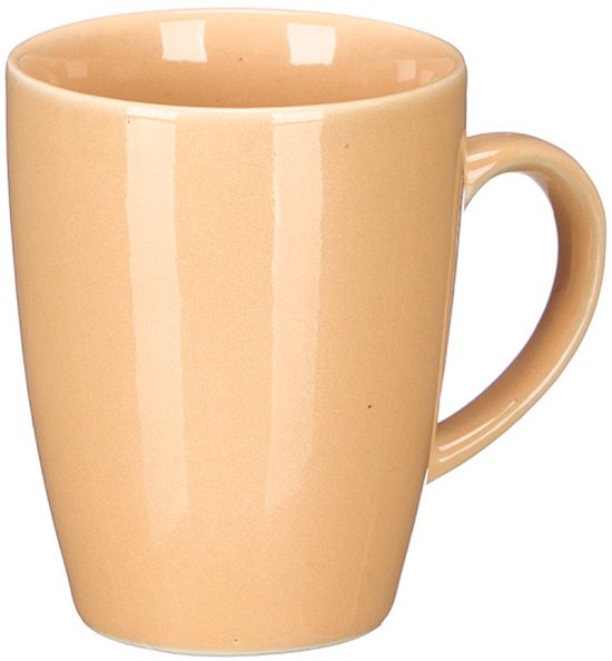 Coffee and Tea Mugs - Set of 6 - Mug - Ceramic Coffee Mug - Earthenware Tea Mug - Glossy Coffee Cup - Modern Mug - 330 ml - 8.5 x 11.5 x 10.5 cm - Beige - Set of 6 pieces