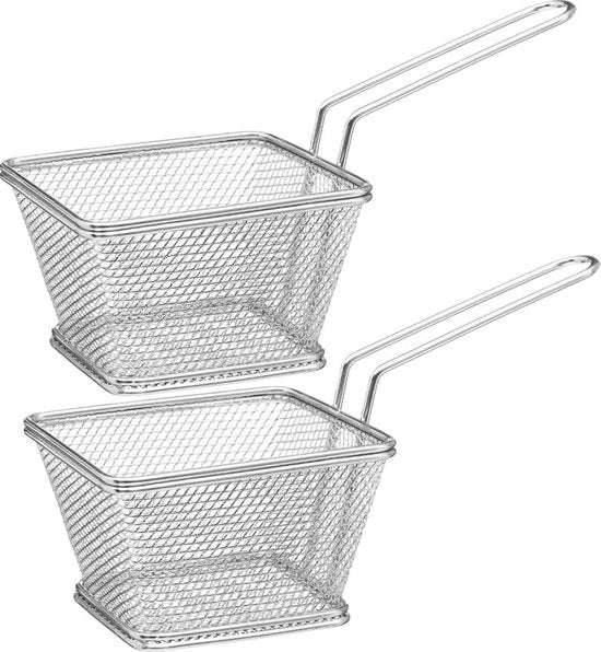 Secret de Gourmet serveermandje voor friet, set van 4 – RVS, 20,5 x 9 x 11 cm