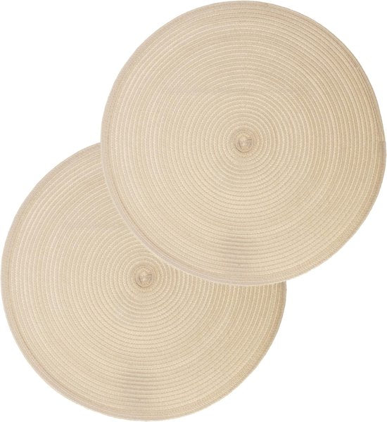 Secret de Gourmet round placemat - Set of 4 pieces - beige - braided plastic - Dia 38 cm - Placemats