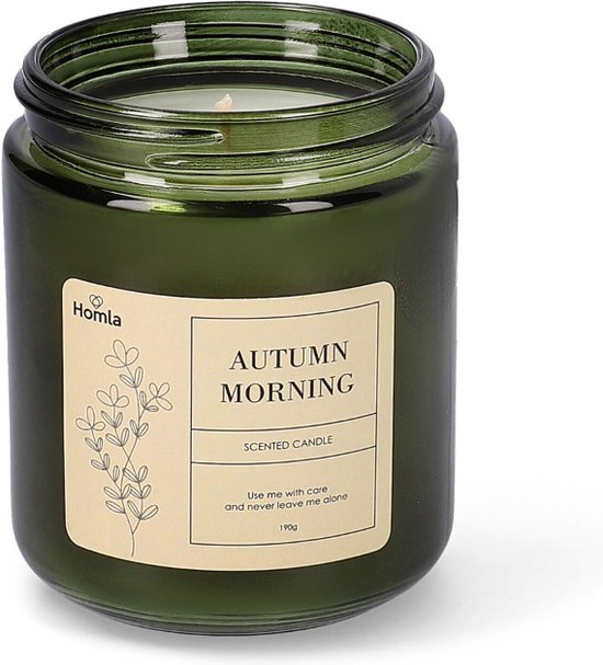 HOMLA - Bougie parfumée décorative - Parfum unique - Senteur de matin d'automne vert