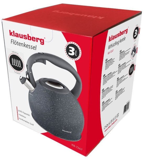 Klausberg KB-7267 fluitketel - 3L - rvs - alle warmtebronnen