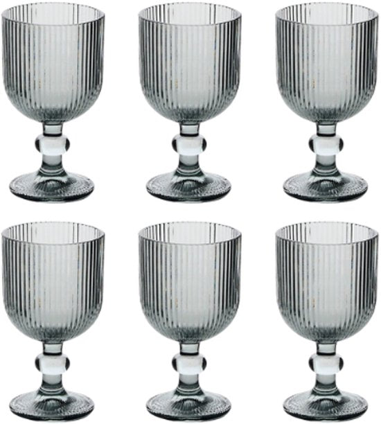 Verres - Verre à cocktail - Lot de 6 - Verre à vin - Design élégant - Pour occasions festives - Lavable au lave-vaisselle - 250 ml - Gris