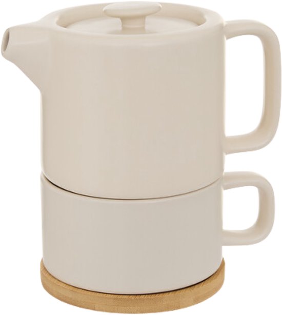 Secret de Gourmet theepot Penang met kopje – keramiek, 1 persoon, crème