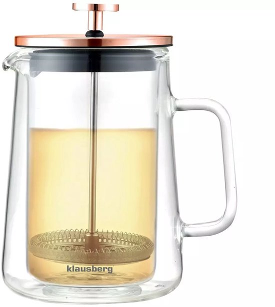 Cafetière à piston Klausberg - Verre - Couleur cuivre - 600 ml - Presse française - Cafetière - Modèle KB7724