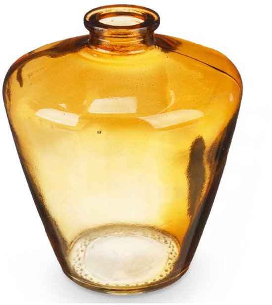 Amber glazen vaas 13 cm – decoratieve diamond glass jar, Ø 10,5 cm – foto 3