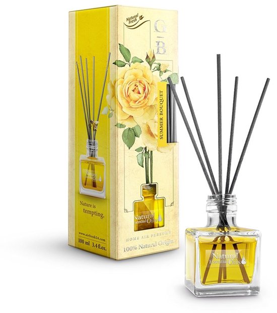 Elix - Geurstokjes Diffuser - Reed Diffuser - Luchtverfrisser - Interieur Parfum - Langdurige Geur - voor Woonkamer, Slaapkamer, Badkamer & Kantoor - 100 ml - Summer Bouquet