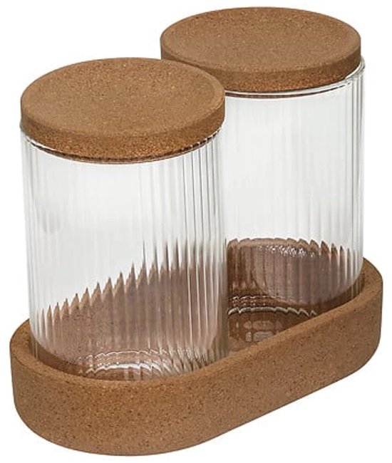 5Five - Stylish 3-Piece Glass and Cork Organizer Set – Transparent