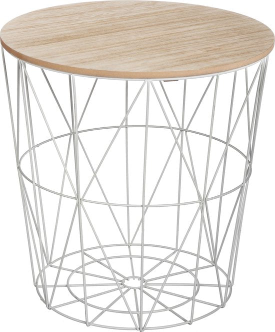 Grijze Bijzettafel - 39.5 x 41cm - Hout/Grijs