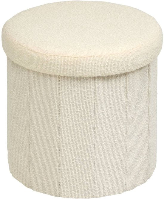 Faltbarer runder Pouf Fink, Ø 38 cm, Weiß