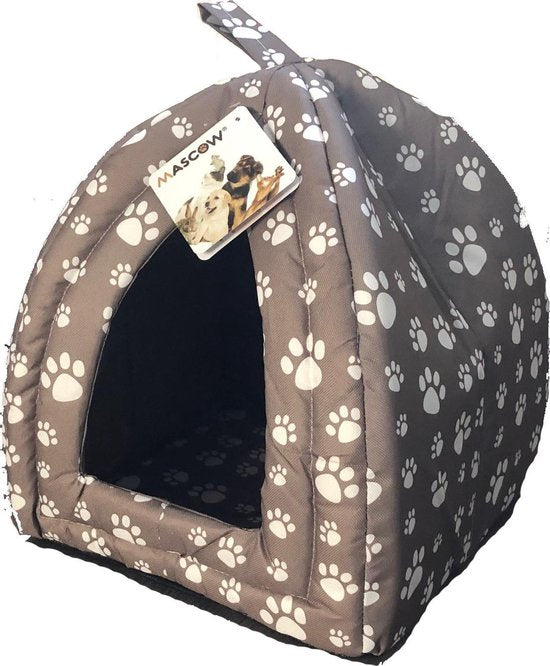 Dierenmand met print – huisdierbed in bruin of grijs, 31 x 38 x 31 cm