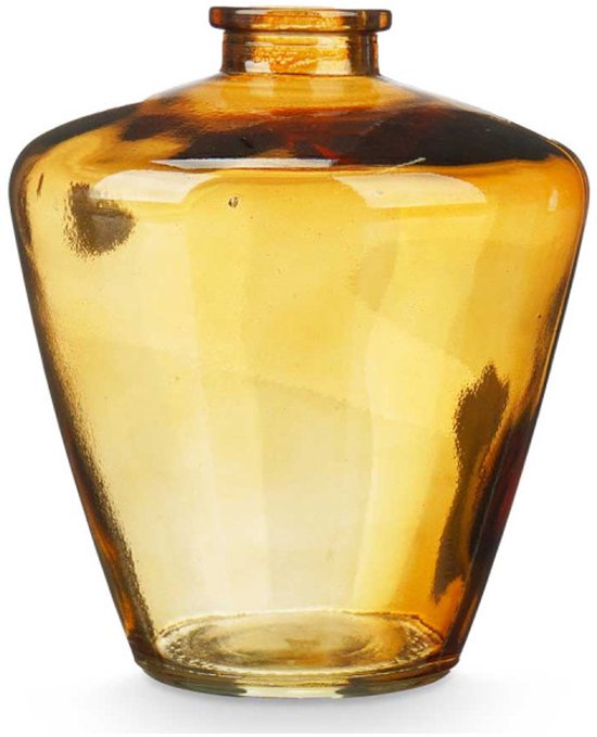 Vase en verre ambre 13 cm – pot décoratif en verre diamant – accessoire de décoration – Ø10,5 cm