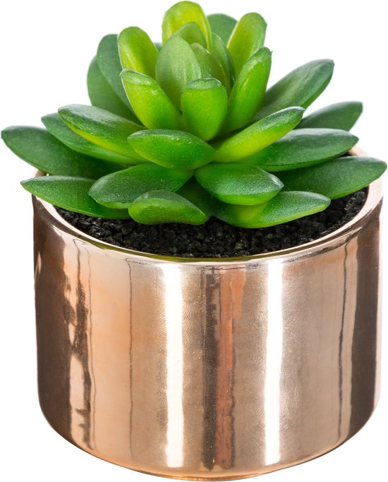 Atmosphera kunstplant in roze keramische pot, hoogte 15 cm