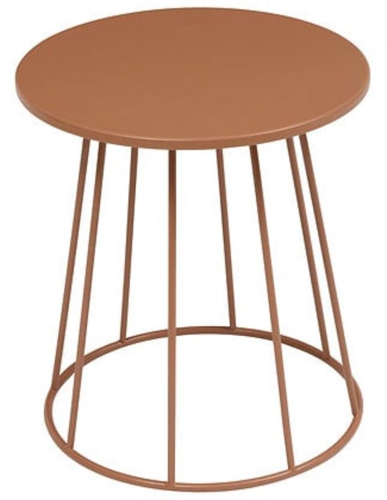 Bijzettafel terracotta rond Ø 38 cm – metalen salontafel, compact formaat