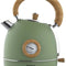 Klausberg 9008 retro waterkoker groen/hout – 1,8 liter RVS met thermometer