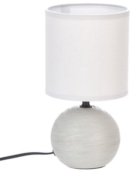 Atmosphera Timéo tafellamp van keramiek, lichtgrijs – 25 cm hoog