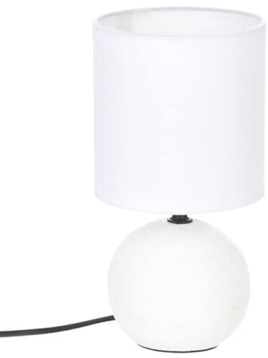 Atmosphera Timéo tafellamp wit – keramische bollamp met strepen, 25 cm