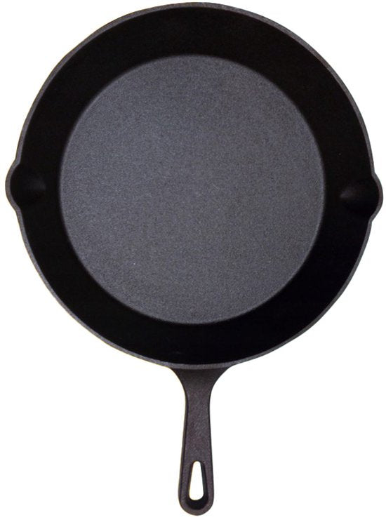 Hage - Gietijzeren Koekenpan - Cast Iron Frying Pan - Mini Bakpan - Natuurlijk Antiaanbak Effect - BBQ & Kampvuur - Voor Bakken, Braden, Grillen & Serveren - Ø20 x 4.5 cm - Zwart