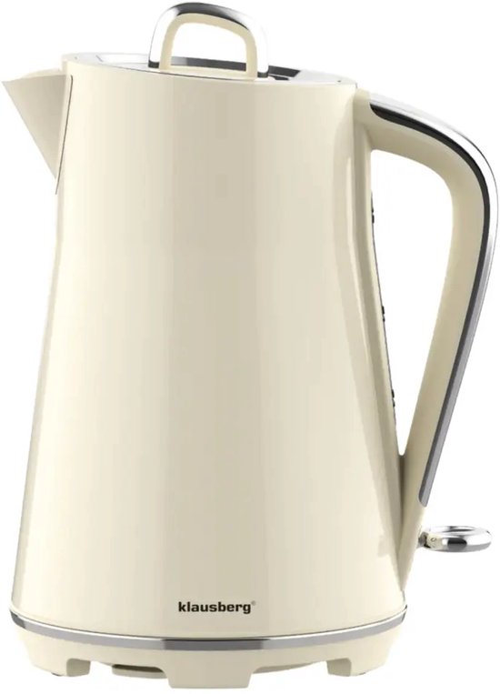 Klausberg - Bouilloire - Bouilloire électrique - Théière & Cafetière - Grande bouilloire électrique rapide - Bouilloire de cuisine moderne - 1,7 L - Inox - 2200W - Crème