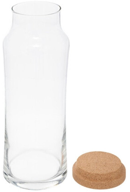 Ausschankkaraffe - Glaskaraffe für Wasser - Schlanke Karaffe für Quellwasser - Transparentes Glas - 2er-Set - Schlank und rund - 1 l - 25 cm hoch