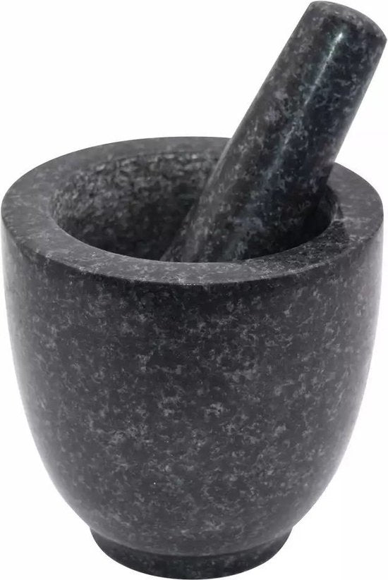 Mörser mit Stößel – Kräuterstößel – Granitmörser - Marmor Ø12x12cm