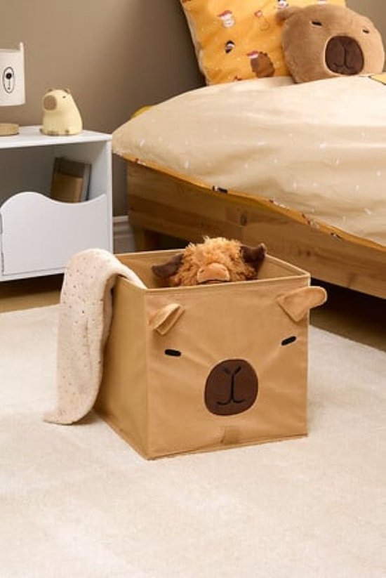 Opvouwbare opbergmand kinderen capybara, 29x29x29 cm, bruin