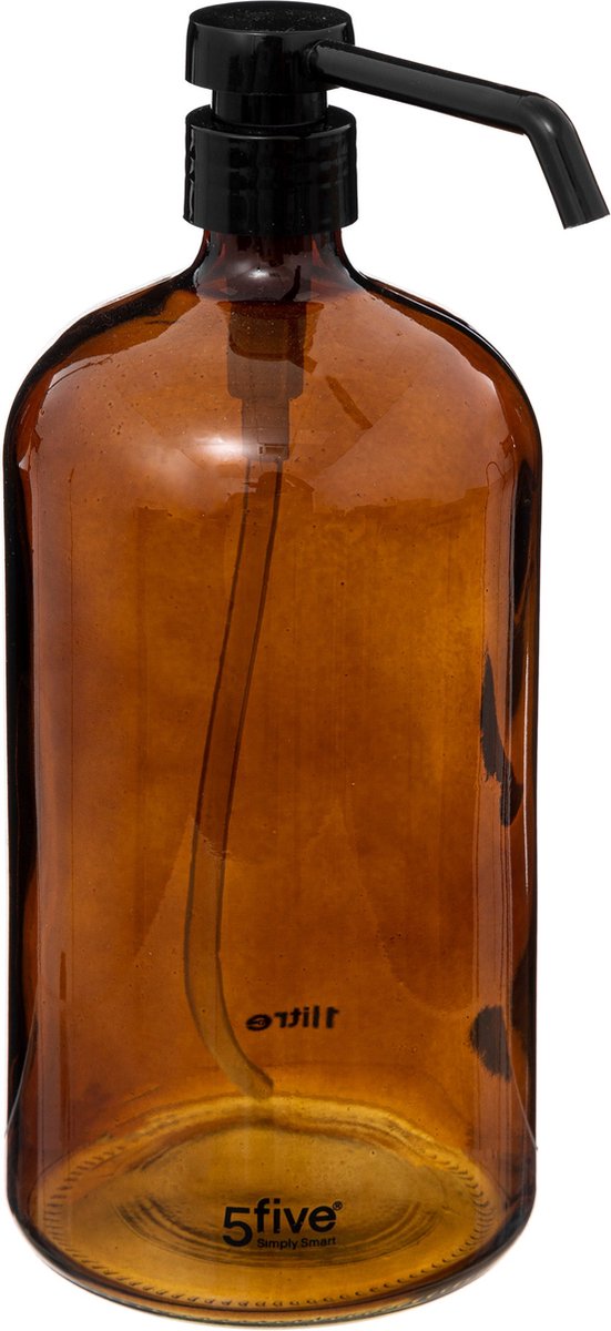 5Five zeepdispenser 1 liter – grote zeeppomp van bruin glas (marron)