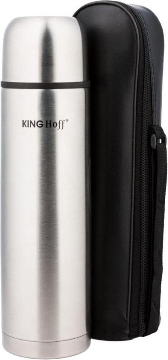 Kinghoff 4053 thermosfles rvs 750 ml – dubbelwandig, schenkfunctie en hoes