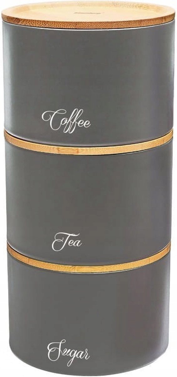 Klausberg 7543 - stackable storage canisters - coffee, tea and sugar