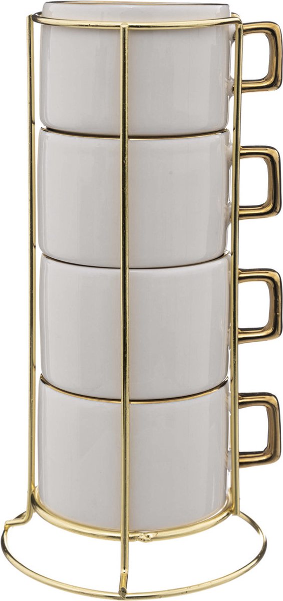 Lot de 4 tasses en céramique sur support ARYA Secret de Gourmet, 170 ml