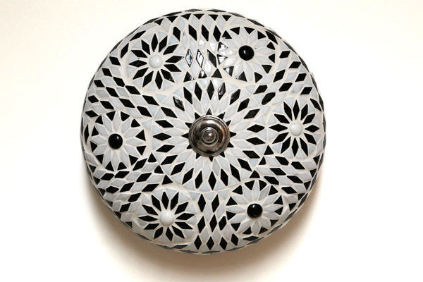 Deckenleuchte Mosaik mediterranes Design 25 cm - schwarz-weiß