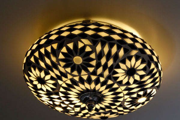 Deckenleuchte Mosaik mediterranes Design 25 cm - schwarz-weiß