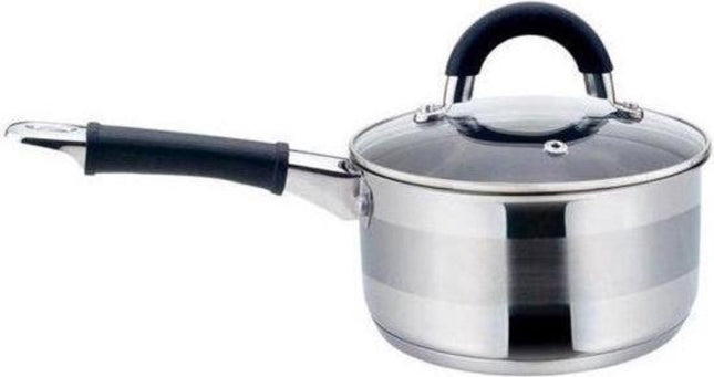 Kinghoff steelpan met glazen deksel – RVS, 0,5 liter, met maatverdeling