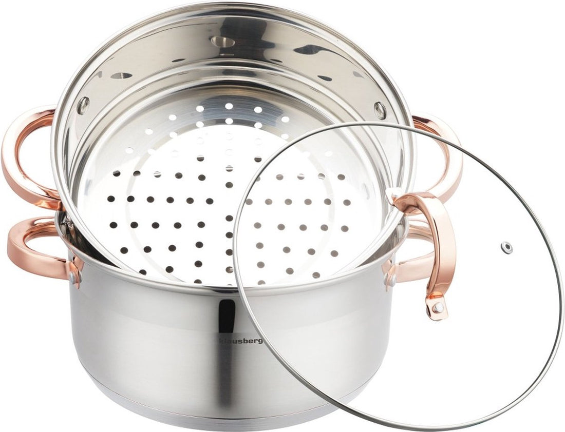 Klausberg 7734 stoompan RVS – 3-delig, Ø 24 cm, 5 liter, alle warmtebronnen – foto 2