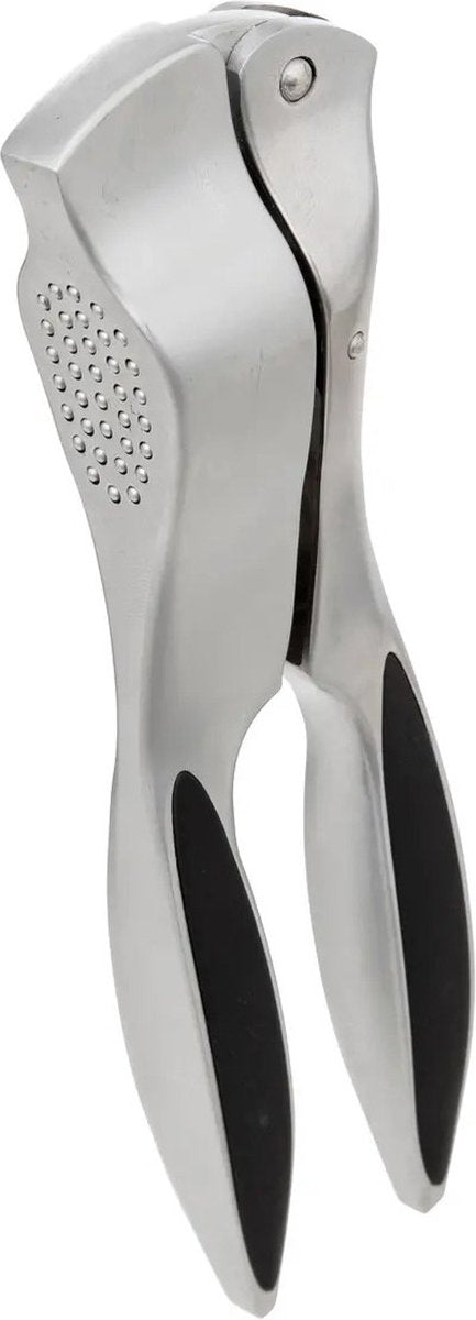 5Five knoflookpers van zink – zilver/zwart, rubberen grip, 18 cm