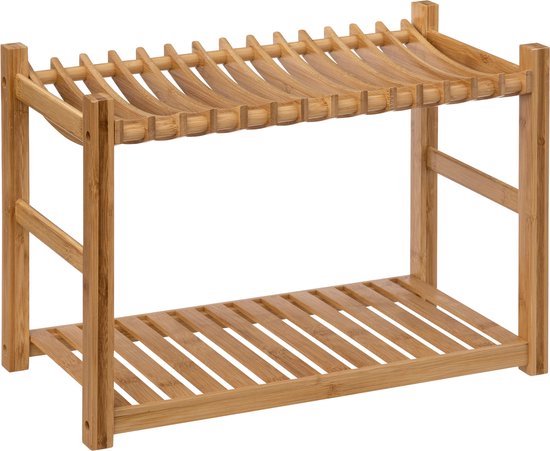 5Five Égouttoir à vaisselle en bambou - 2 niveaux - 53x25x33cm - Beige