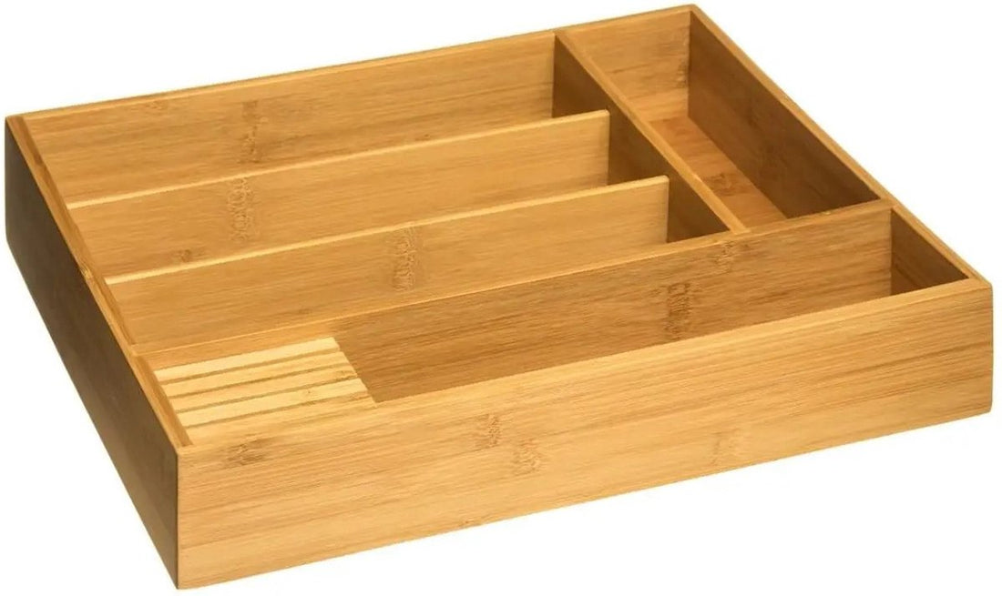 5Five bamboe bestekbak met messenhouder – 5 vakken, 28 x 38 cm – foto 2