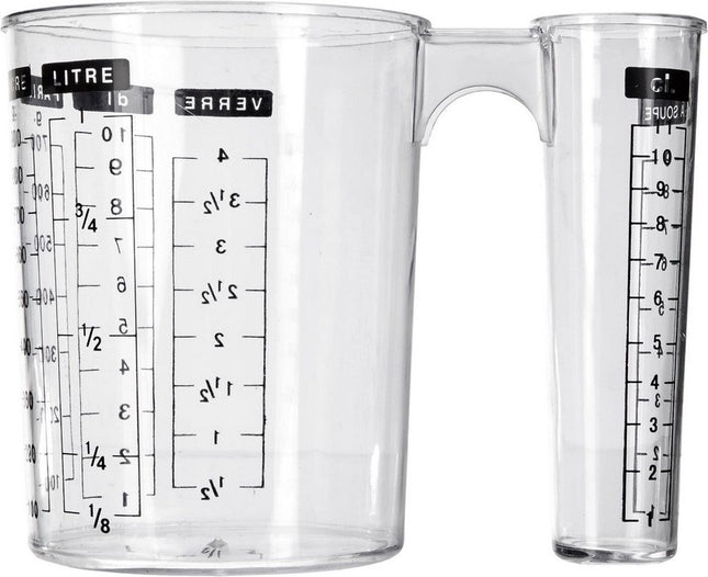 5Five dubbele maatbeker/mengbeker 1000 ml – transparant kunststof – foto 2