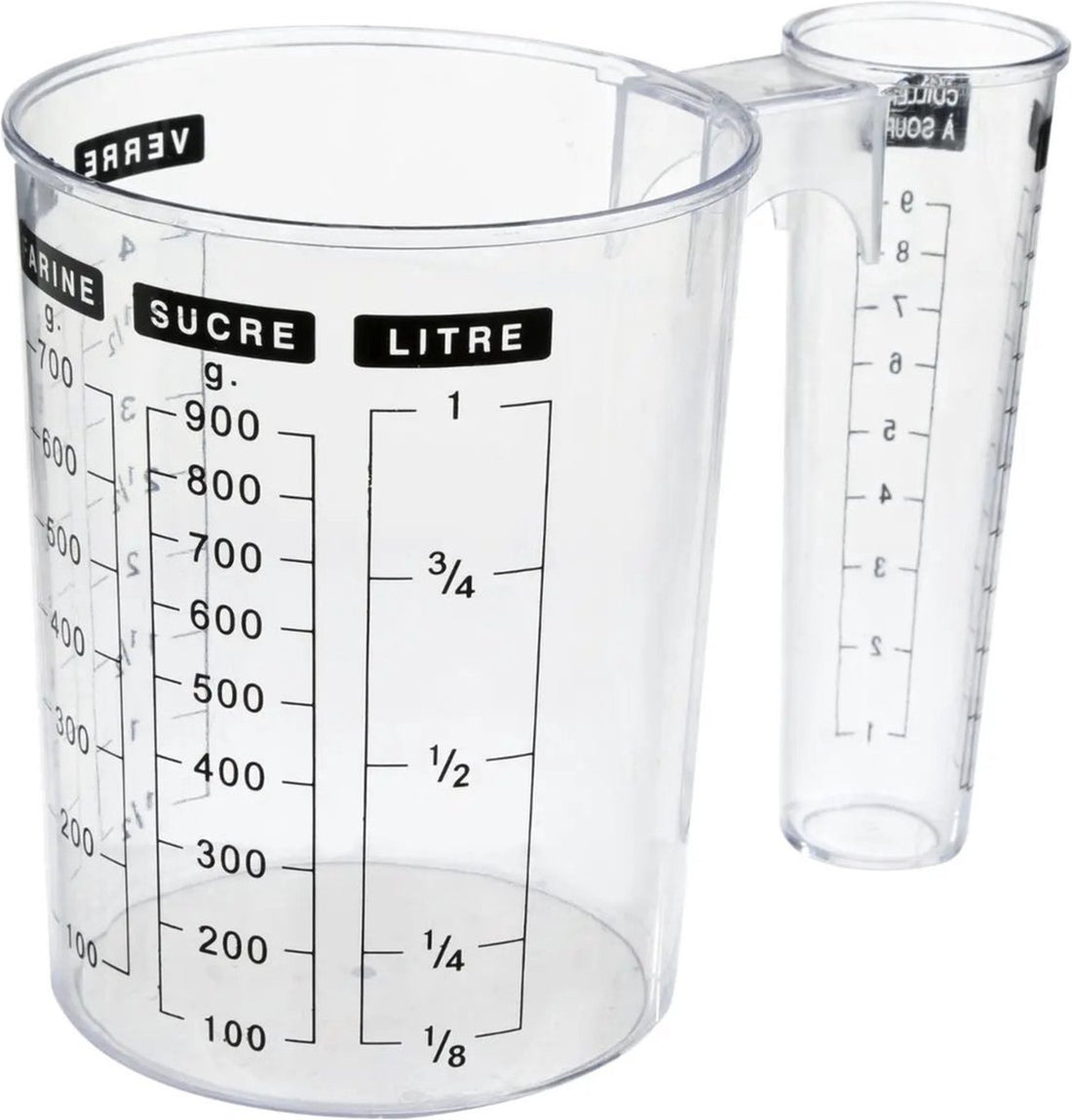 5Five dubbele maatbeker/mengbeker 1000 ml – transparant kunststof
