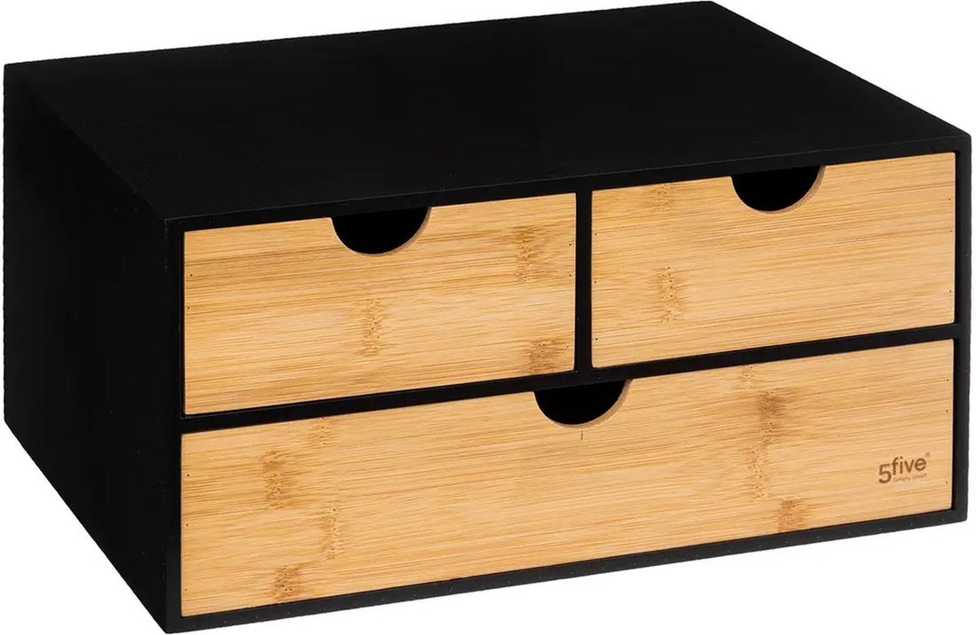 5Five bureau organizer met 3 lades – ladeblok van hout/bamboe, 32 x 25 x 16 cm – foto 2