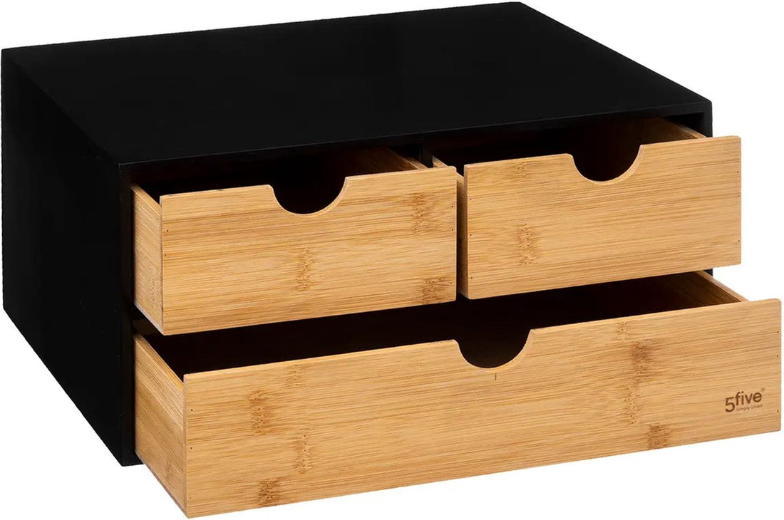 5Five bureau organizer met 3 lades – ladeblok van hout/bamboe, 32 x 25 x 16 cm