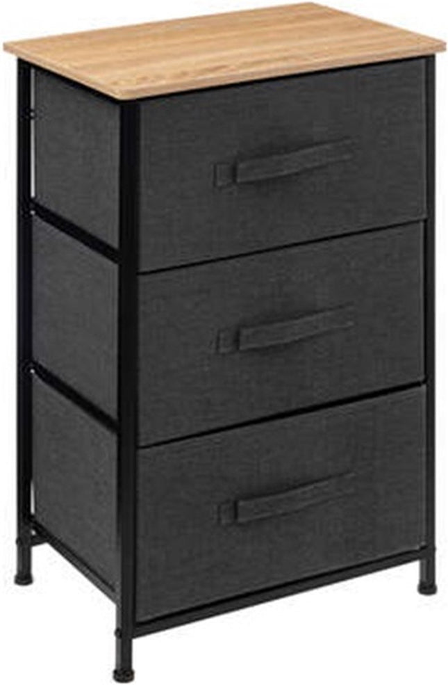 5Five Tissa metalen ladekast met 3 laden – antraciet, 45 x 30 x 73 cm