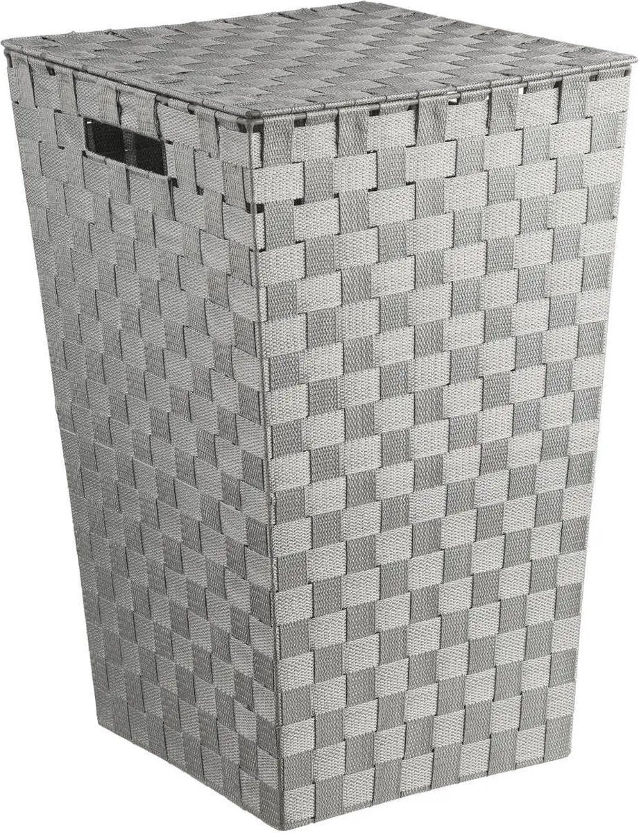 5Five gevlochten wasmand met deksel – 57 liter, rotan-look, zwart of grijs