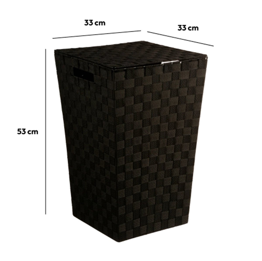 5Five gevlochten wasmand met deksel – 57 liter, rotan-look, zwart of grijs – foto 5